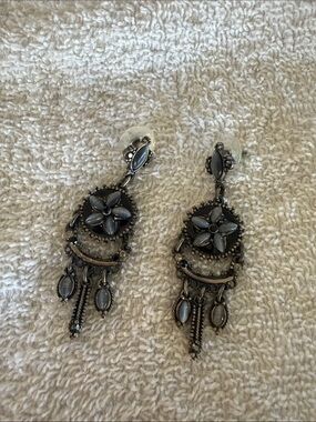 Landau Gunmetal Floral Drop Earrings in Gray